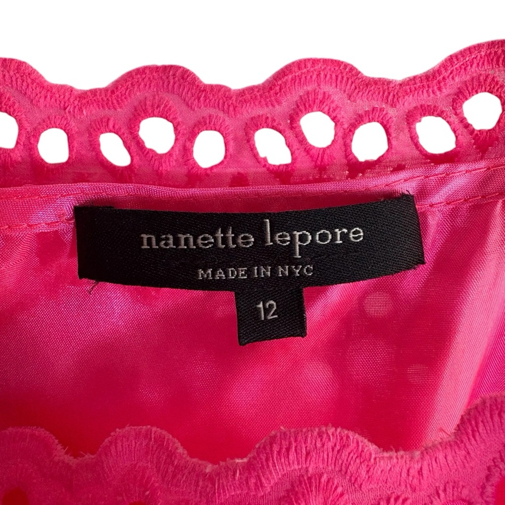 NANETTE LEPORE Hot Pink Cotton Eyelet Sundress Size 12 — GORGEOUS FEMININITY!!! - Picture 7 of 9